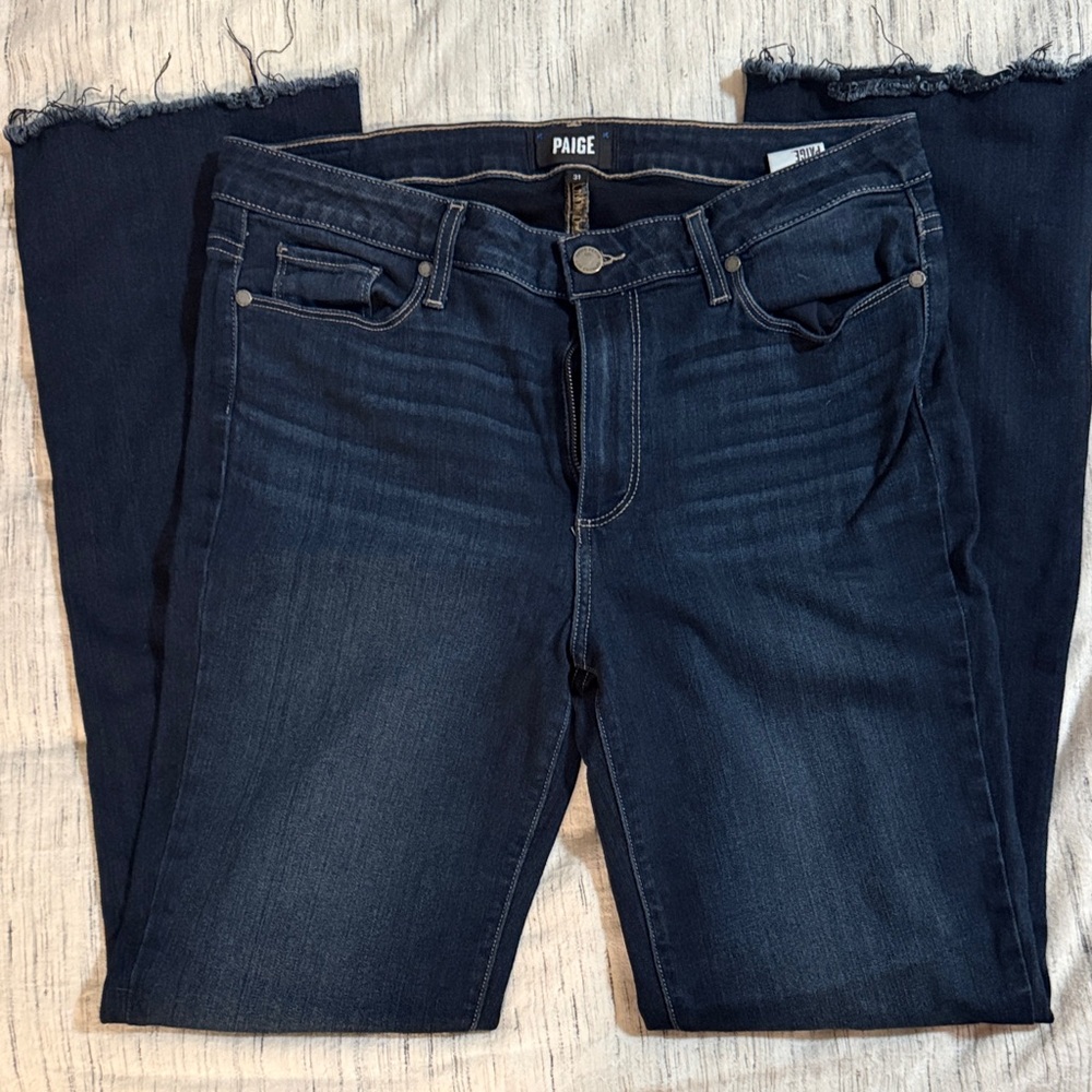 PAIGE High Rise Manhattan Women's Midnight Blue Bootcut Jeans Size 31
